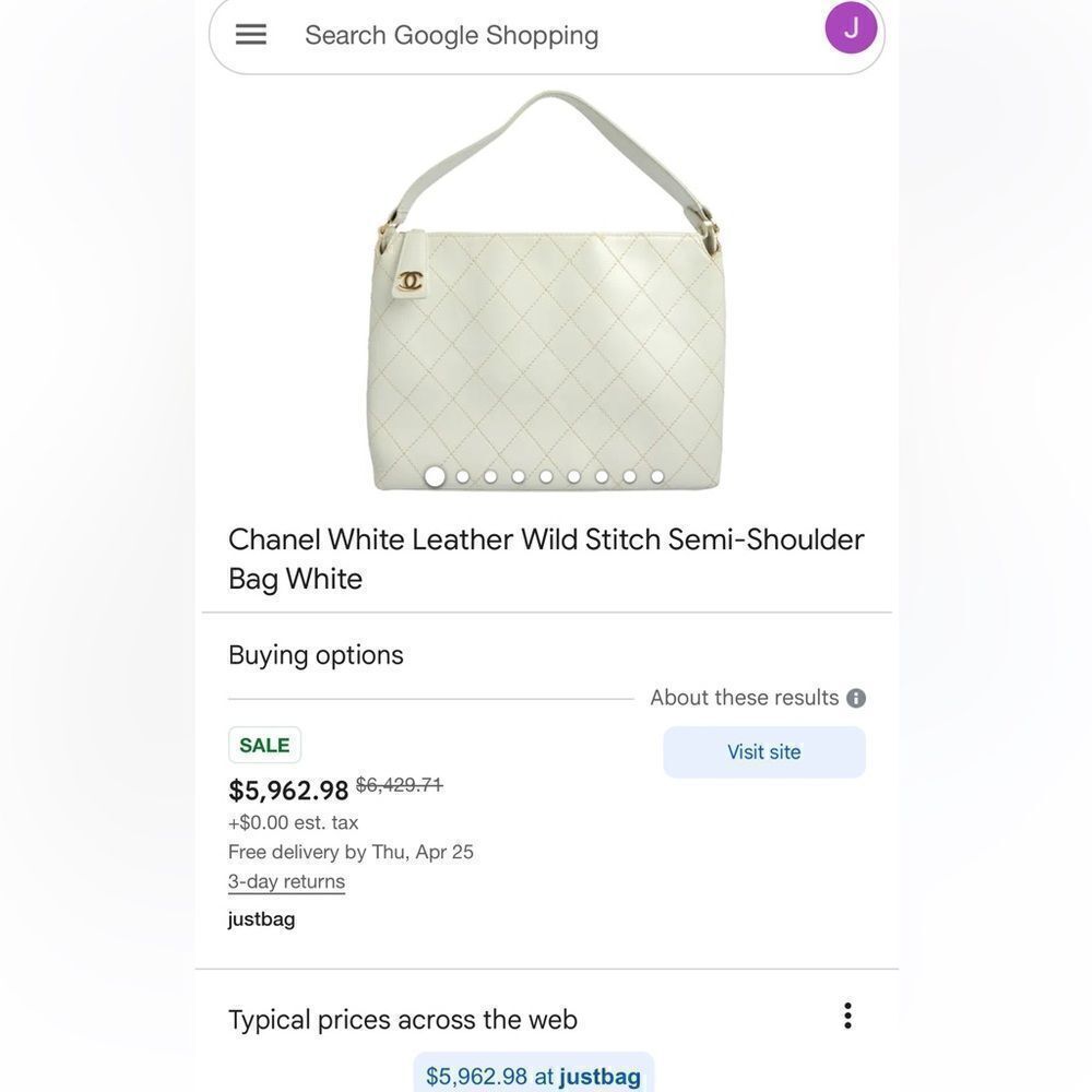 Chanel Wild Stitch Quilted leather white Tote Bag with gold CC logo - Picture 16 of 16